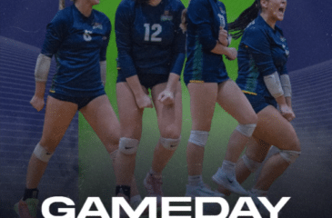 highlights of Clover Garden volleyball team celebrating and playing during playoff matches