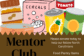 Flyer showing canned goods and cereal with the text “Mentor Club Food Drive.” It asks for donations of dry/canned milk, canned vegetables, peanut butter, soup/crackers, and cereal to help North Carolinians in need.