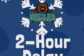 Blue graphic with snowflakes and the Clover Garden Grizzlies logo announcing a 2-hour delay for Clover Garden School.