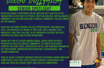 Smiling high school senior wearing a “Senior 2026” shirt, featured in a senior spotlight graphic highlighting future college plans and cross country involvement.