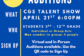 Flyer for CGS Talent Show virtual auditions on April 21 at 6:00 PM for students in grades 3–12, with individual or group acts (up to 4 people) and a QR code to sign up.