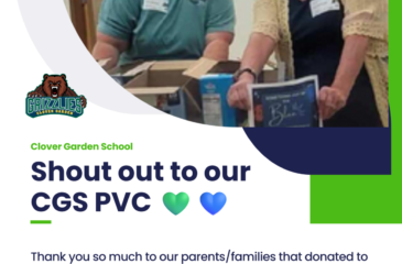Two smiling women at Clover Garden School with donated snacks for the teacher snack cart, celebrating parent support.