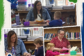 Flyer with three classroom photos of teachers working with young children, welcoming upcoming kindergarten students and “Little Grizzlies” in blue and green school colors.