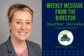 Professional graphic featuring a headshot of Heather Vereyken beside the title “Weekly Message from the Director” with Clover Garden School branding and Grizzlies logo on a navy blue background.