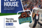 Flyer for Clover Garden School's K–8 Campus Open House on Thursday, July 23, 2026, from 3:00–5:30 p.m., featuring student photos, a teacher in costume, and event details inviting families to meet teachers and visit classrooms.