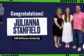 Graphic congratulating CGS Valedictorian Julianna Stanfield on receiving the Cliff McPherson Scholarship, featuring photos with her family and a Civitan representative.