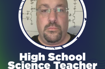 Welcome graphic featuring Emmette Cox, Clover Garden School’s High School Science Teacher, with his portrait and the CGS Grizzlies logo in navy, green, and white.