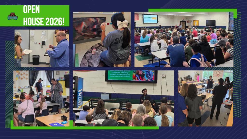 Collage titled “Open House 2026!” featuring Clover Garden School students, families, teachers, and staff gathering in classrooms and attending presentations during Open House.
