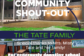 Community shout-out graphic featuring Clover Garden School’s high school and K–8 campuses. The graphic thanks the Tate Family, with special recognition for Mrs. Misty Tate and her family, for generously donating school supplies and sponsoring lunch for some Clover Garden Grizzlies.
