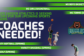 Clover Garden Athletics is seeking coaches for middle school boys and girls basketball, middle school tennis, middle school golf, varsity softball, and varsity baseball. The flyer features basketball and golf players with the Clover Garden Grizzlies logo.
