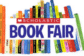 Fall Scholastic Book Fair flyer featuring colorful books, event dates, shopping hours, an online link, and volunteer contact information.